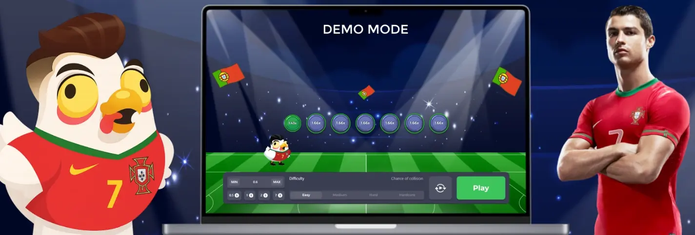 Vista previa del modo demo de Chicken Game Cristiano Ronaldo.